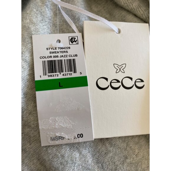 CeCe Womens Snowflake Intarsia Long Sleeve Crewneck Sweater Jazz Club Size L NWT - Picture 4 of 4